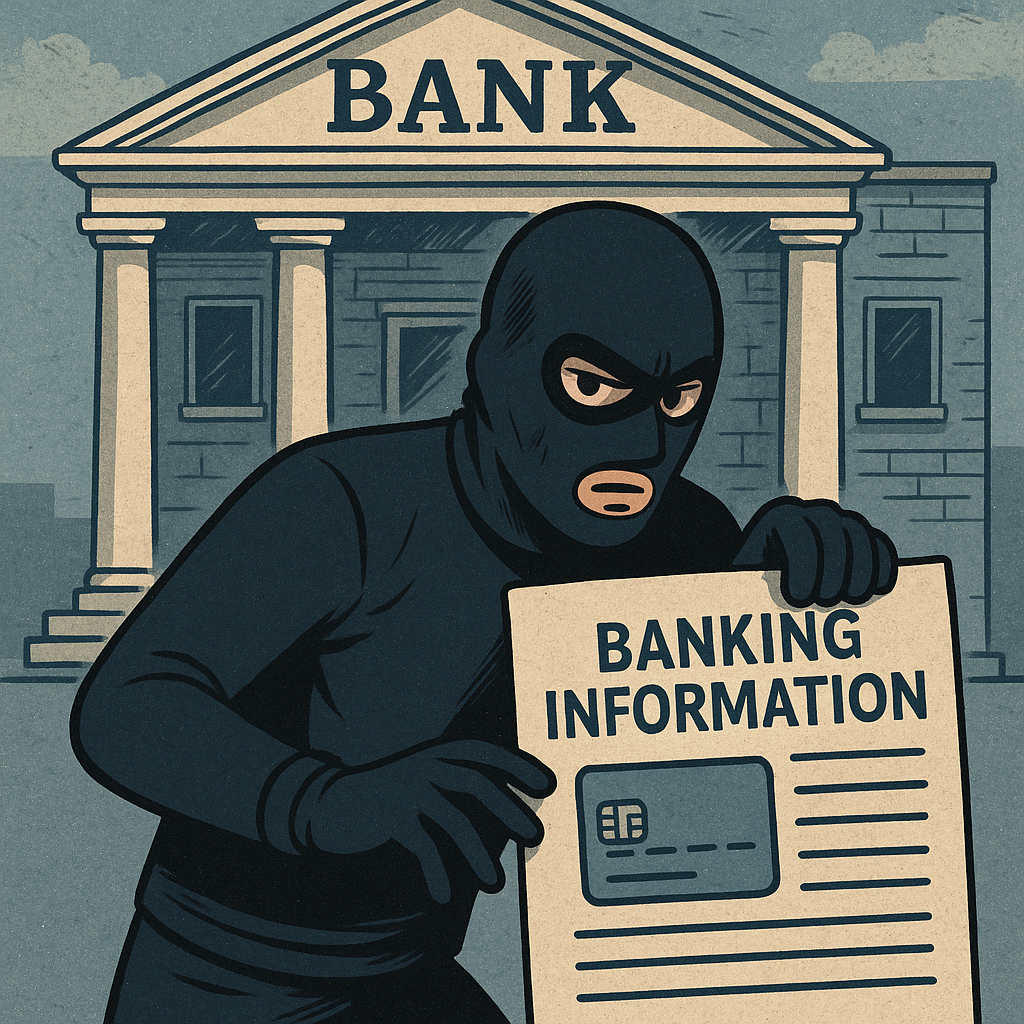 Thief Robbing Your Banking Information A thief stealing your banking information